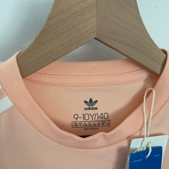Adidas‎ 9-10 Years NEW Peach Orange Dress Short Sleeve Logo Print Outdoor Pastel - Picture 5 of 8